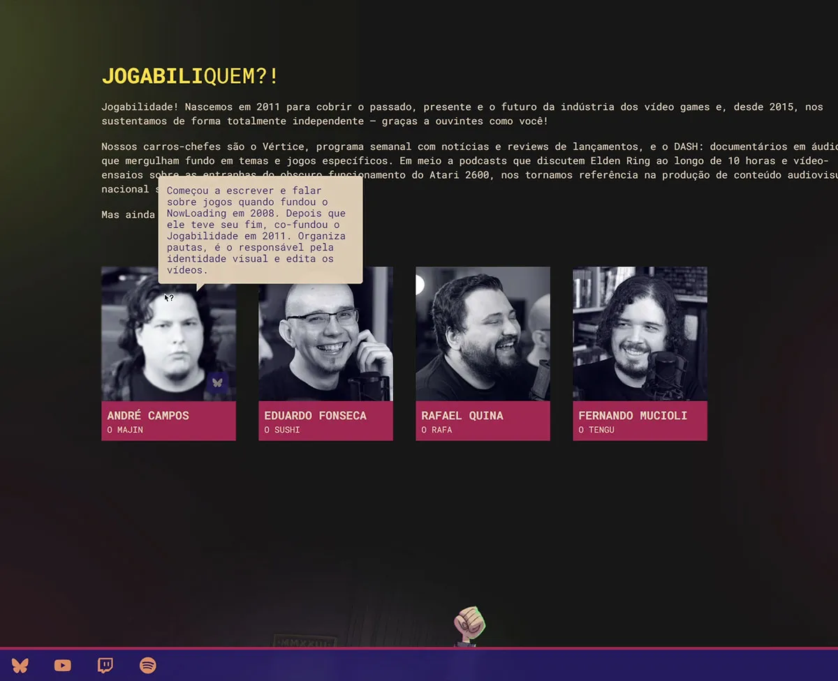 Imagem mostrando elementos de Jogabilidade Contribua